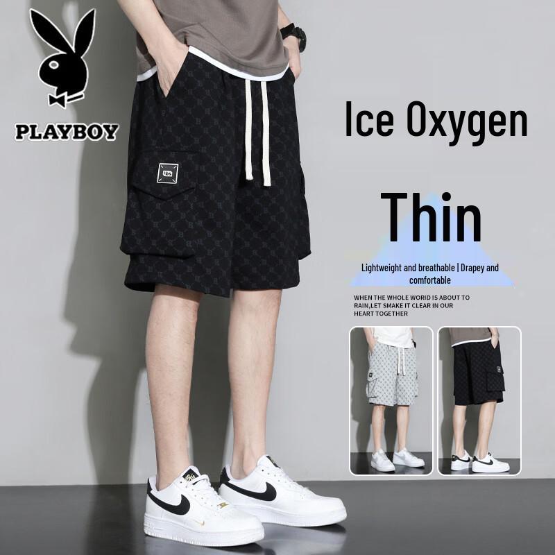 PLAYBOY Men s Ice Silk Summer Sports Shorts XXL