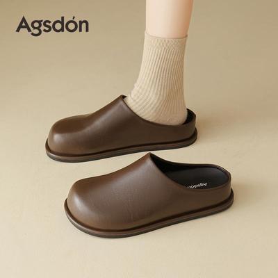 Chinelos Clogs Femininos Augusden 2025 Outono Marrom - Sola Grossa, Para Exterior, Meio Chinelo Casual