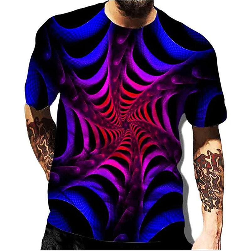 

Футболка с коротким рукавом с 3D-печатью, текстура сетки, летняя дышащая полиэстеровая простая футболка с круглым вырезом 6XL