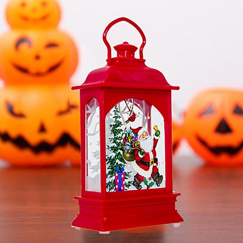 Christmas Tree Hanging Lamp Vintage Decorative Light Santa Claus Snowman Light Decor Hanging Lantern