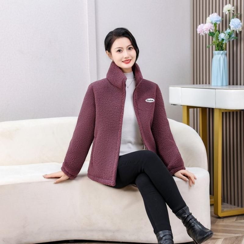 Fleece thickened cotton-padded clothes granular lamb warm winter new loose large size top coat women