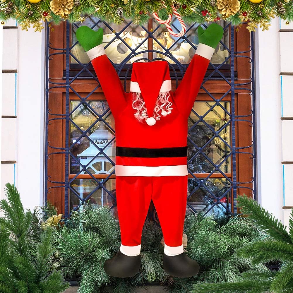 

Santa Claus Hanging Ornament, 42.5 x 19.75 Inches, Red, 280g, Channel Material, Christmas Decor for Home Doors Windows Cars