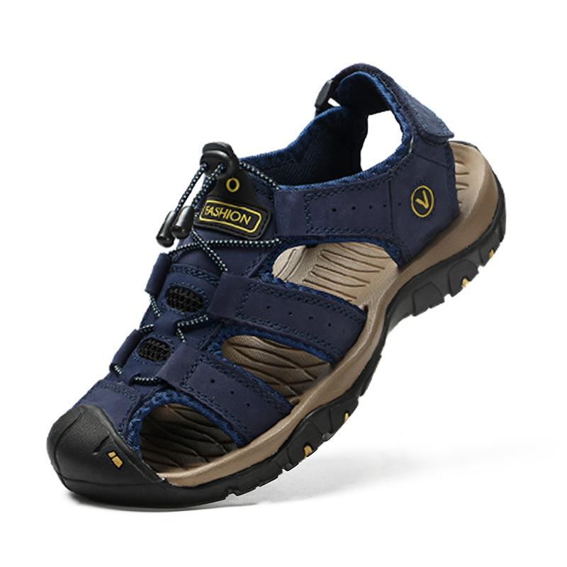 

Мужские сандалии для среднего и пожилого возраста из натуральной кожи, нескользящие, пляжные, уличные, повседневные, большого размера 48, вьетнамские шлепанцы 47 38