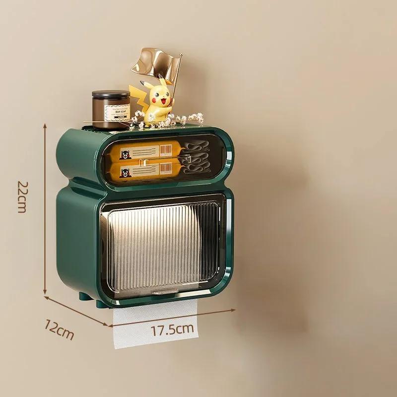 Toilet tissue box, wall mounted roll paper tube, paper drawer, storage, bathroom double layer storage rack toilet roll holder