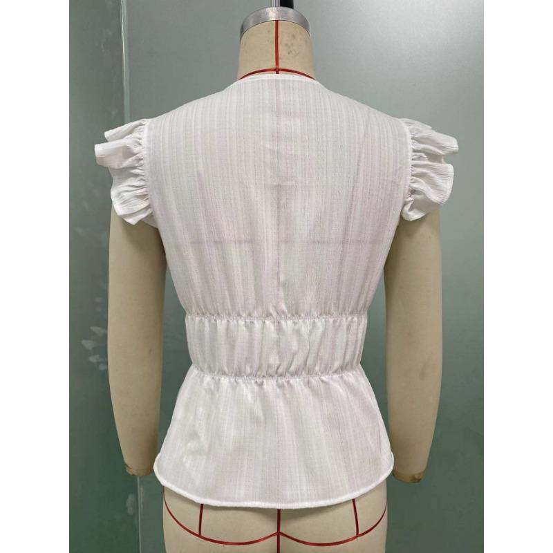 Vacation Style Short Sleeved Shirts Bow Cardigan Women’s Blouses & Shirts