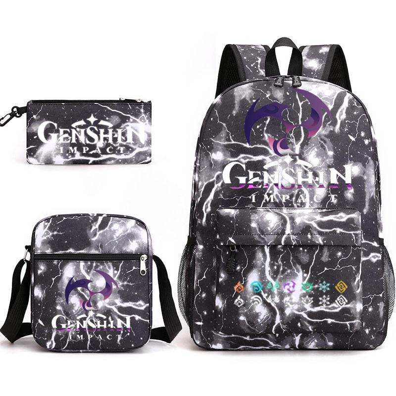 Genshinimpact Yuanshen School Bag Three-Piece Pencil Case Shoulder Bag Backpack