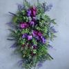 Tulips Wreath for Front Door Spring Artificial Flower Wreath with Hyacinths Hydrangeas Lavenders Wall Hangings Decorations
