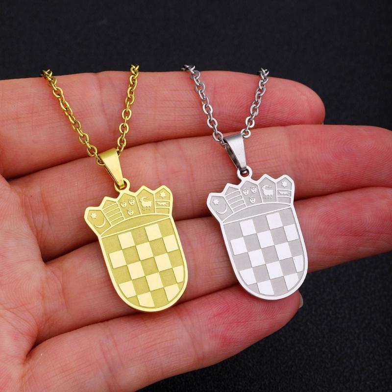 Croatia Map Pendant Necklace Fashionable Croatian Flag Neckchains Adjustable Ethnic Collarbone Chains Couple Jewelry