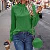 New Women's Autumn Casual Solid Color Hollowed Out Stand Collar Bubble Sleeve Shirt Top