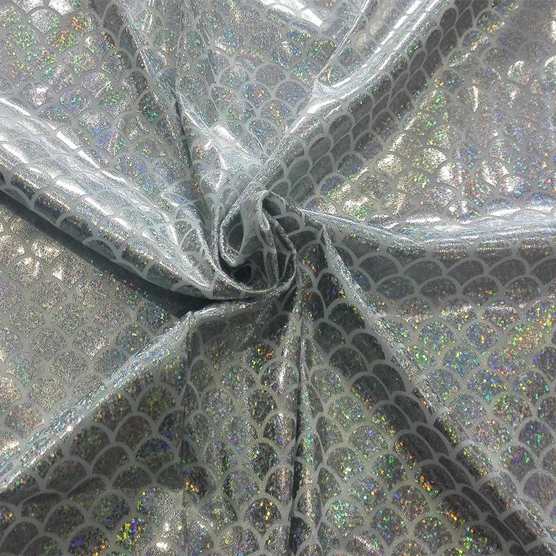 Colorful Laser Fish Scale Pattern Fabric Mermaid Gold Embossing for DIY Toy Decor Stage Performance Costume Fabric