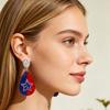American USA Flag Earrings for Women Patriotic Red White Blue Cubic Zircon Dangle Drop Earrings, 4th of July Independence Day