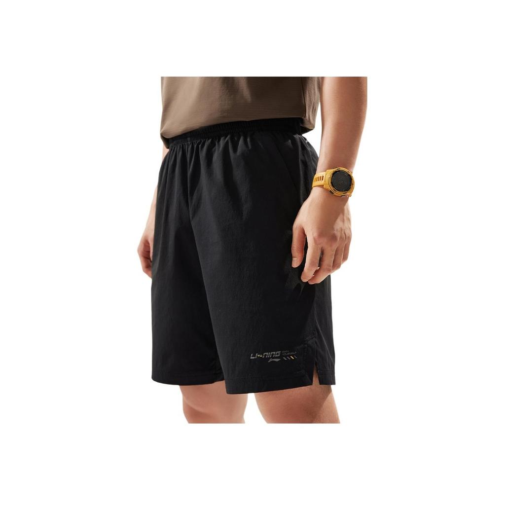 Li Ning Comfortable Versatile Breathable Straight Leg Sports Shorts Men shorts Black AKSU031-1