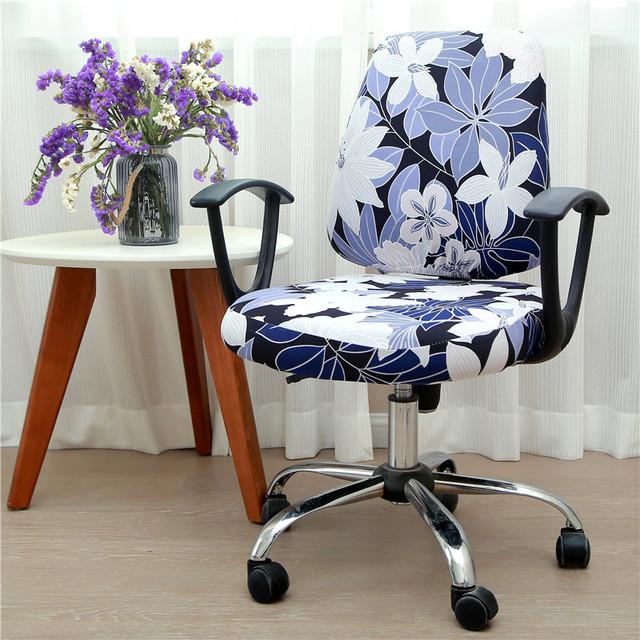 Printed Stretch Split Seat Cushion Cover Soft Stretchy Computer Sectional Chair Covers Home Decor Rotating Lift Office Dining Chair Protectors