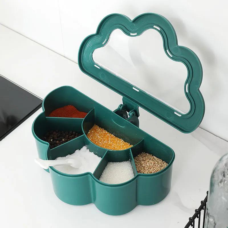 Kitchen Multi-Compartment Spice & Seasoning Box - Creative Plastic Salt Container