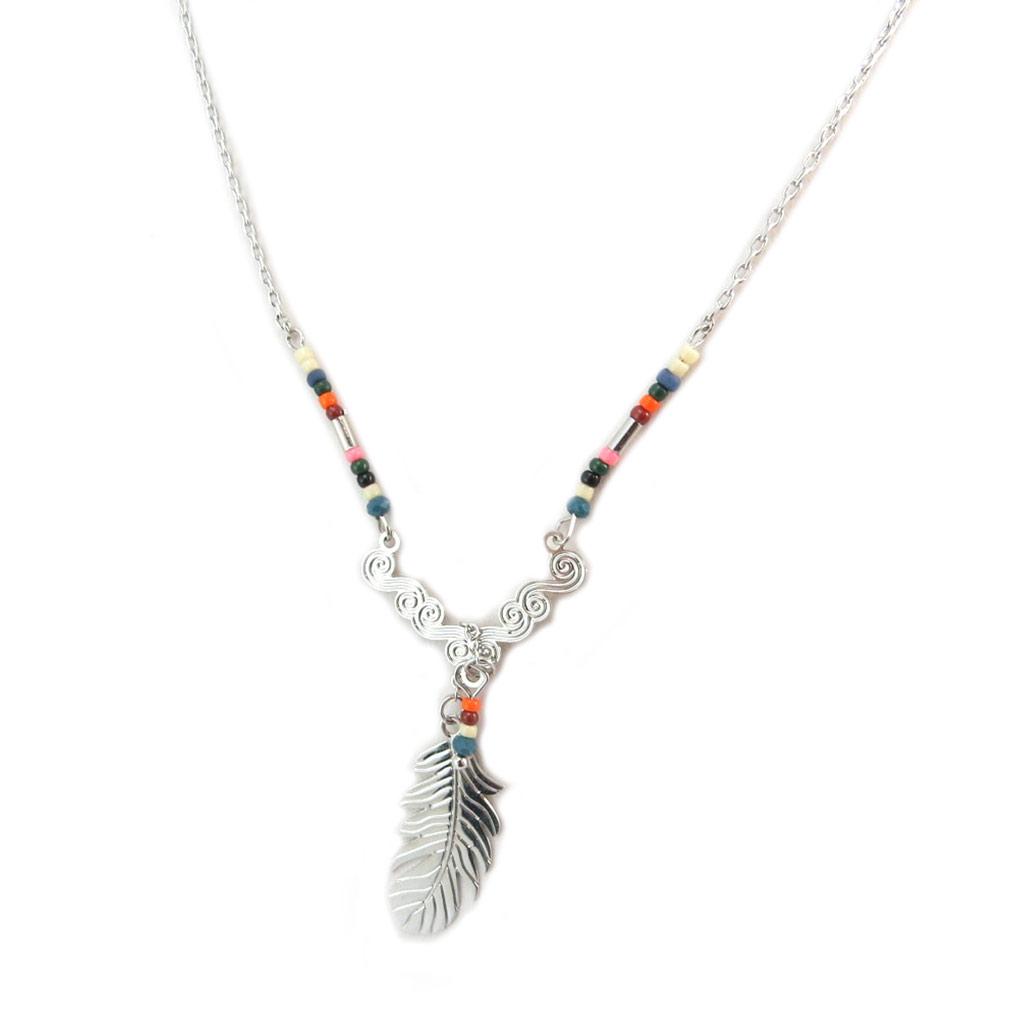 Les Trésors De Lily [P3372] - Multicolored Silver 'Navajos' Designer Necklace