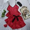Women's Imitation Silk Two-Piece Pajama Set - Sexy Camisole & Shorts for Summer