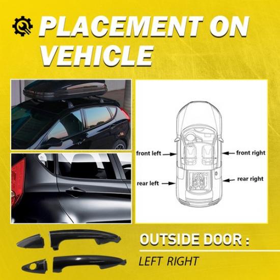 4Pcs Fits 2012-2017 Hyundai Accent Front Rear Left Right Exterior Door Handle EK