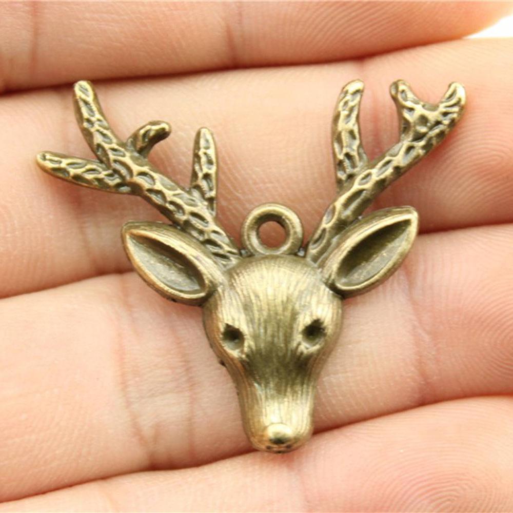 10pcs  Charms Christmas Deer Sika Antique Bronze Silver Color Pendants Making DIY Handmade Tibetan Silver Color Jewelry