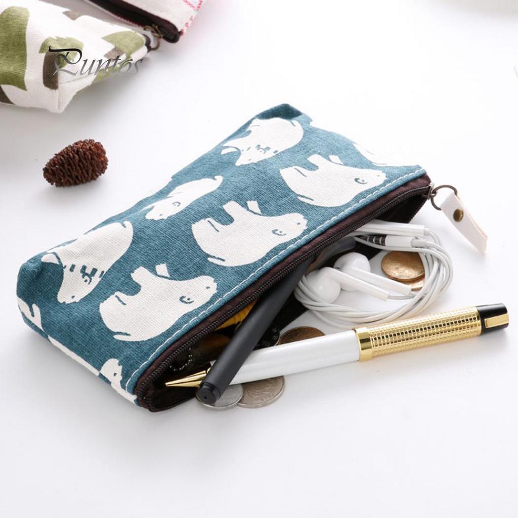 Cute Whale Flower Printed Girls Boys School Student Pencil Case Pen Storage Bag