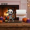 Solid Wood Roll Storage Halloween Paper Towel Holder, Wooden Skeleton/Ghost/Cat/Pumpkin/Witch Stand, Funny Party Supplies Gothic Organizer for Kitchen