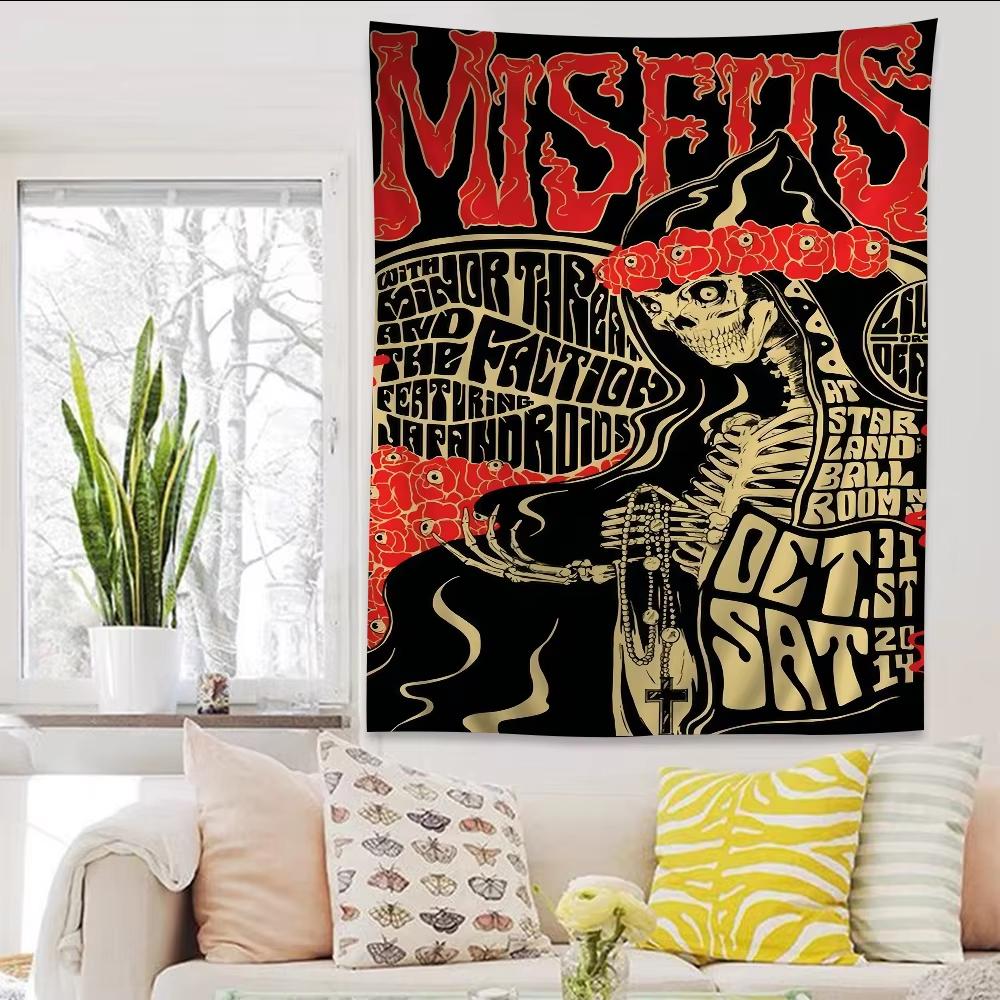 

Гобелен Misfits Хоррор Панк-Рок Плоская Печать Таро Хиппи Стиль Постер Настенное Искусство для Общежития Домашний Декор 74x94cm(29x37in)