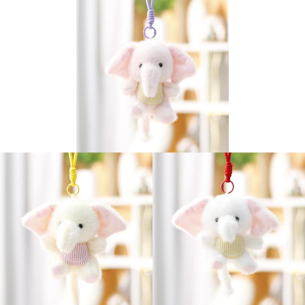Soft Elephant Plush Doll With Keyring Kids Animal Toy For Childrens Gift