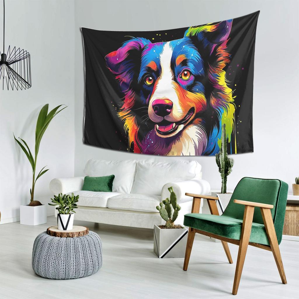 Border Collie Tapestry Decoration Art Aesthetic Tapestries for Living Room Bedroom Home Wall Cloth Wall Hanging