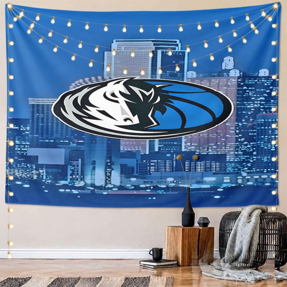 "Basketball Team Logo on Cityscape" Pattern Wall Hanging Tapestry Decorative Tapestry Home Decor for Bedroom and Living Room