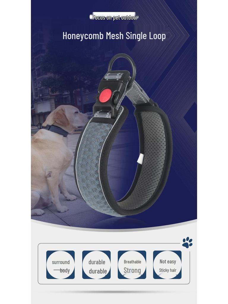 Regulowana, odblaskowa, oddychająca obroża spacerowa dla psa z siatki o strukturze plastra miodu