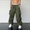 Pantalones Cargo Casuales para Hombre Moda Streetwear Clásico Hombre Rectos de Pierna Ancha Cordón Ropa de Trabajo Modernos Holgados Pantalones Cargo