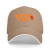 OBZ Star Logo Black Baseball Cap with Orange Embroidery and White Trim Design for Casual Wear and Outdoor Activities