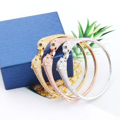 Zircon-encrusted Leopard Bracelet, Double-headed Leopard Bracelet for Women