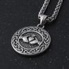 Wikingowski Celtycki Węzeł Okrągły Wisiorek Naszyjnik - Mężczyźni Kobiety Stal Nierdzewna Celtycki Węzeł Amulet Łańcuszek na Obójczyk - Ręcznie Robiony Metal Vintage Serce