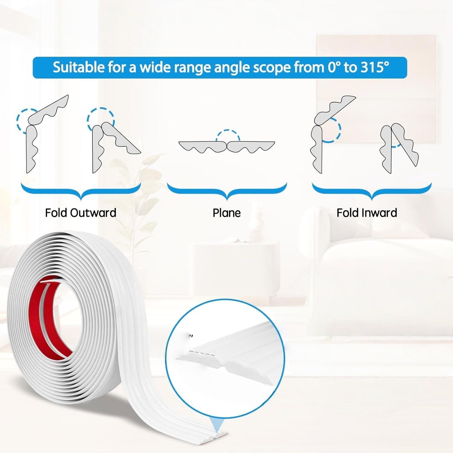 1pc Wall Corner Protector Peel and Stick Corner Trim Molding Flexible Inside & Outside Wall Edge Guard Guards 2CMX1M белый