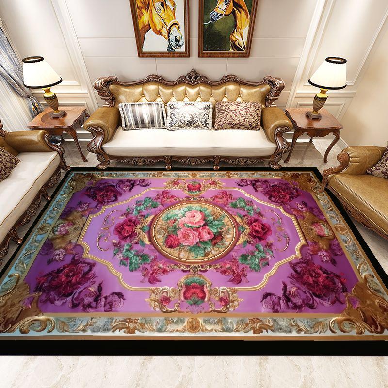 Luxury European Living Room Decoration Carpets Flower Home Decor Large Area Rug Vintage Parlor Study Anti-slip Floor Mat tapete