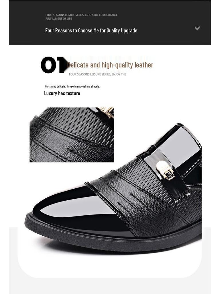 British Style Plus Size Men's Black Leather Casual Formal Shoes