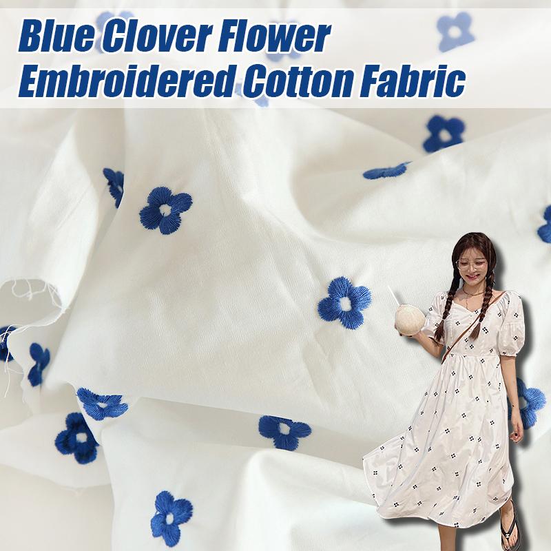 100*150cm Exquisite Blue Flower Embroidery Fabric Literary Flower High-quality Cotton Fabric For Diy Shirts Bed Sheet Quilting