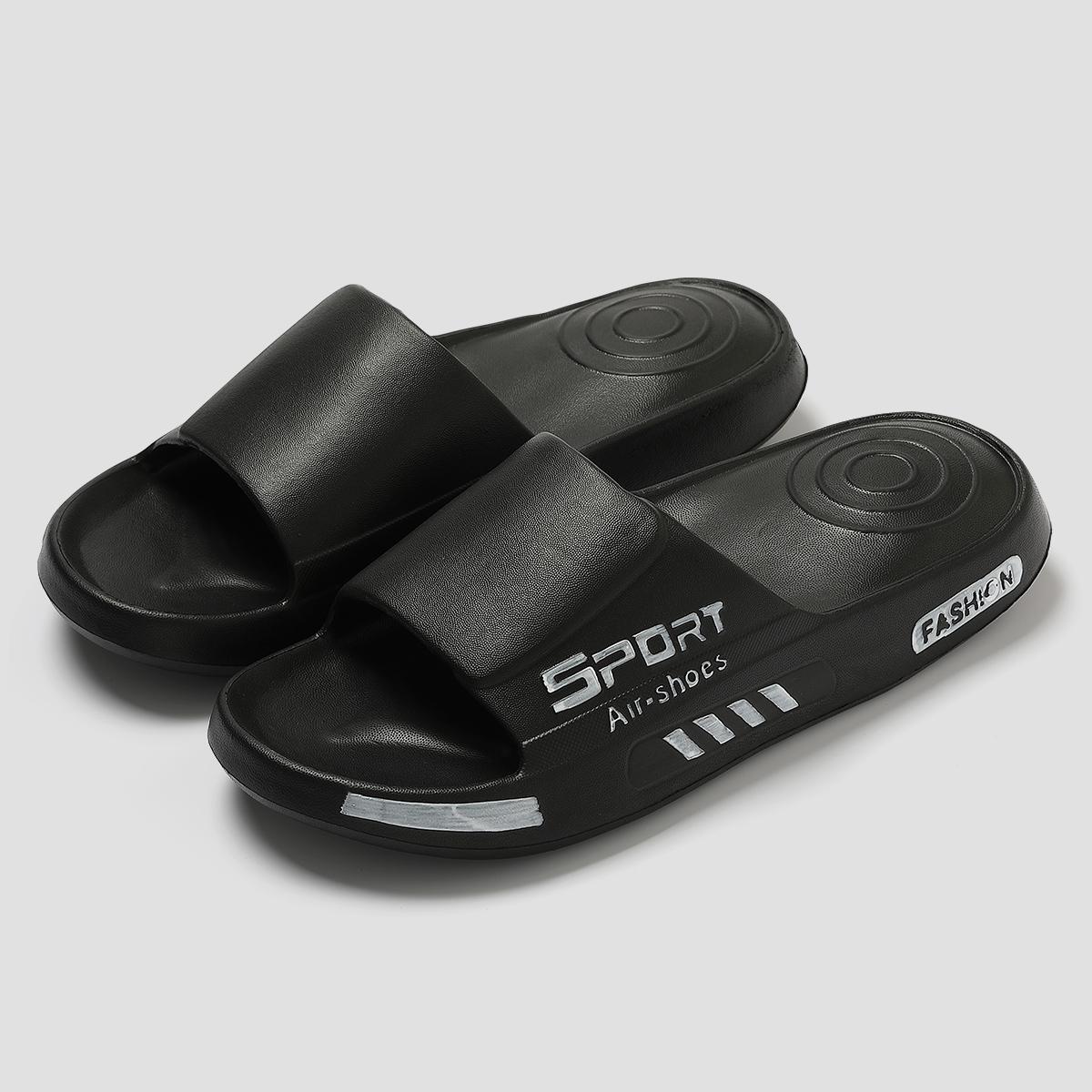 

Большие размеры 48-49, летние мужские тапочки с буквенным принтом, с открытым носком, подошва EVA, шлепанцы для отдыха на открытом воздухе, мужские пляжные шлепанцы на плоской подошве 40-41