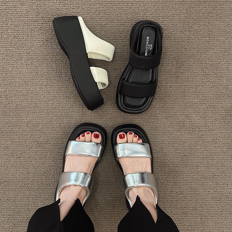 Casual Outerwear One-word Drag Women's Summer 5 New Korean Version Muffin Thick-bottomed Small Man Height Increase Comfortable Cool Slippers