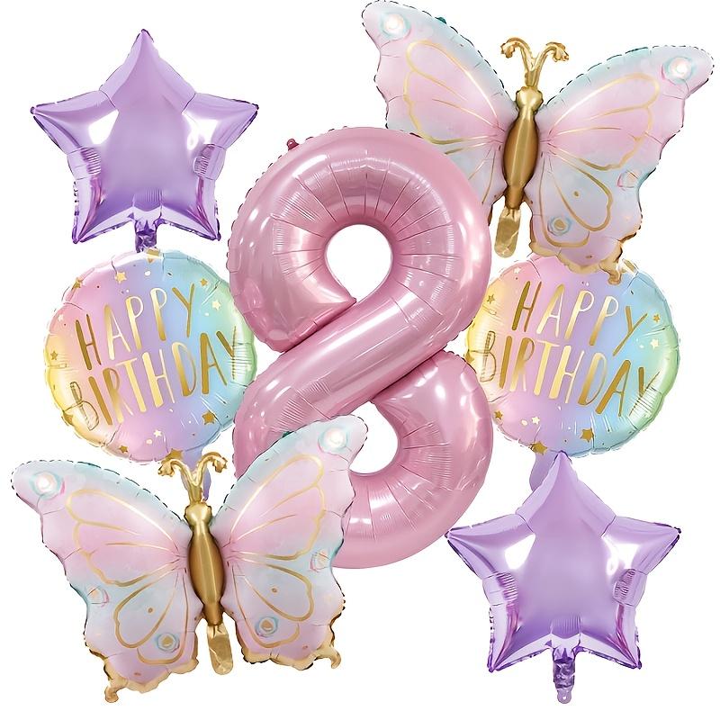 Pink Butterfly 32inch Number Balloon Set Gradient Happy Birthday Baby Shower Decor Helium Balloon Birthday Party Wedding Globos