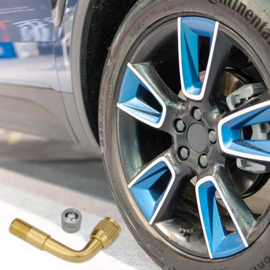 Mellbree 2-Pack Tire Valve Extension, 90 Degree Schrader Tire Valve Stem Extension Brass Adaptor Compatible for Passenger Cars, Stroller, Bicycles,