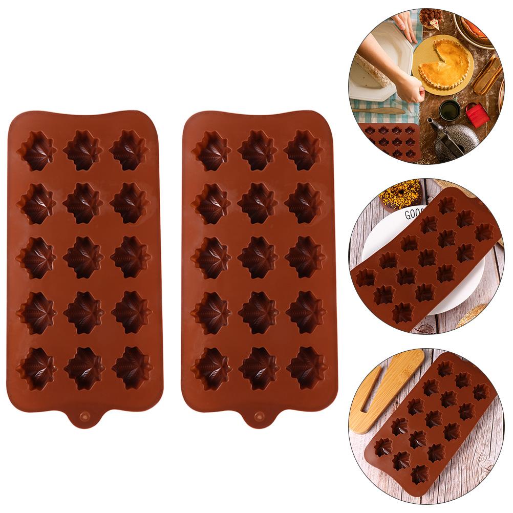 3 Pcs Trays for Food Serving Biscuits Maple Leaf Mold Silicone Ice Halloween Cake Dessert Baking Molds Mother