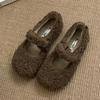 Mao Mao shoes women wear new Korean version fairy wind velvet warm cotton shoes flat Mary Jane foreign style Doudou shoes in winter