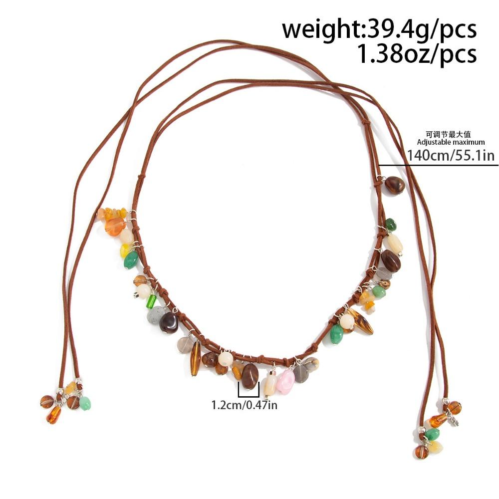 New Bohemian Irregular Multicolor Stone Waist Chain Necklace for Women Versatile Summer Beach Vacation Bikini Body Chain Jewelry