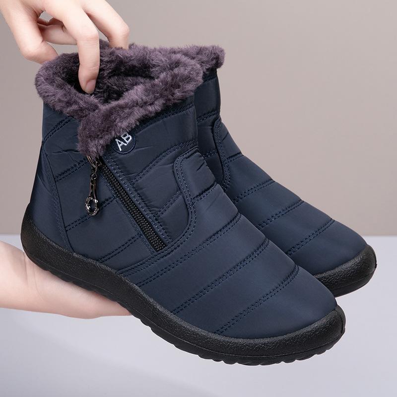 Winter Herren Baumwollschuhe Fleece verdickt wasserdicht Schneestiefel Reißverschluss rutschfest Baumwollschuhe lässige Mode Papa Baumwollstiefel