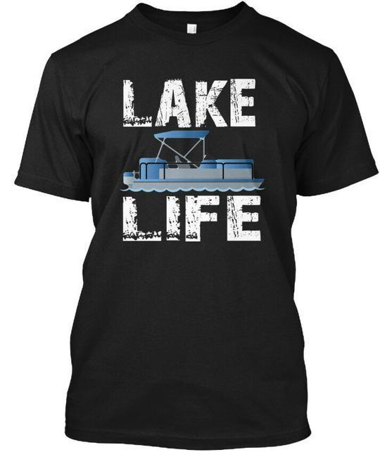 

Lake Life Pontooning Pontoon Boat T-Shirt Made in the USA Size S to 5XL 4XL