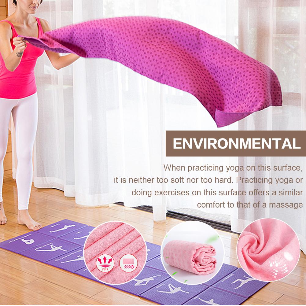 Soft Hot Yoga Towel with Mesh Carrying Bag Fitness Meditation Mat Grip Dots Sports Workout Blanket for Outdoor Travel Sports