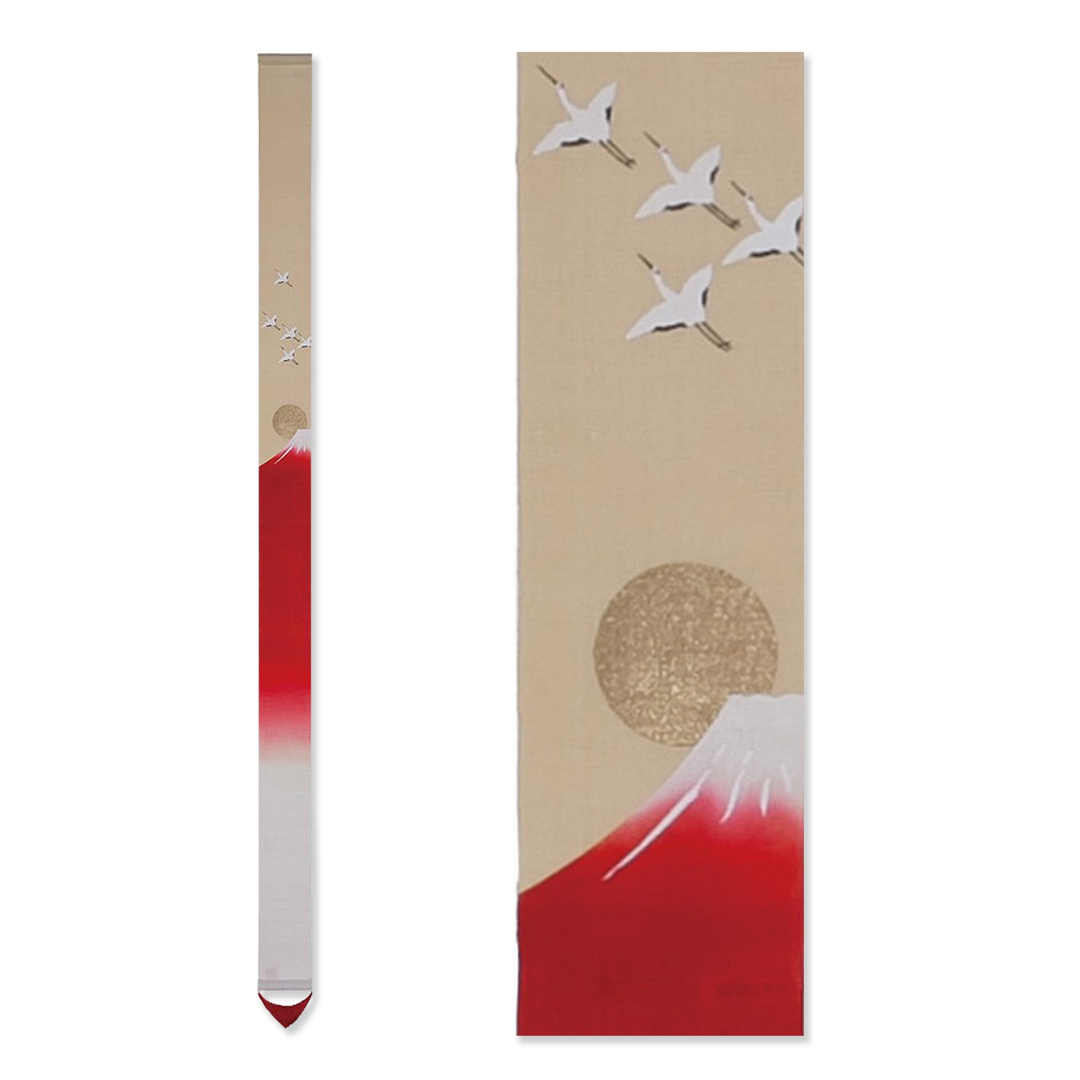 Narrow Tapestry Japanese Modern Four Linen Akane Fuji (Crimson Fuji) - Style, Winter, Seasons, Hand-Painted Tapestry,