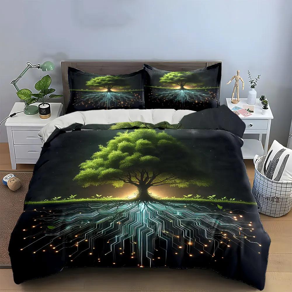 Tree Circuit Illustration Set Soft Comfortable Duvet Cover Bedding Set Included 1*Duvet Cover & 2*Pillowcases gift