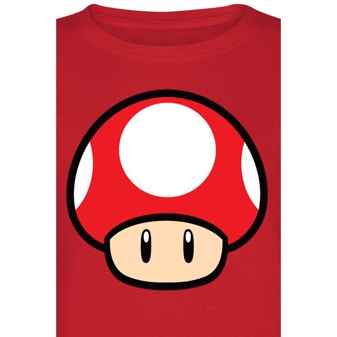 T-shirt Super Mario - Femme - Champignon - Rouge - Coupe Standard - Col Classique